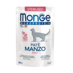 Monge Pouches Cat Monoprotein Sterilized Beef – 85g